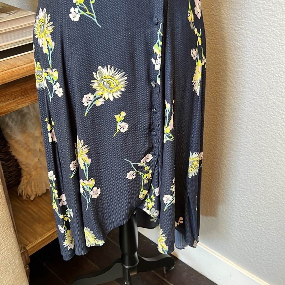 Free People Blue Floral Lost In You Midi Dress Size XS - Picture 5 of 9